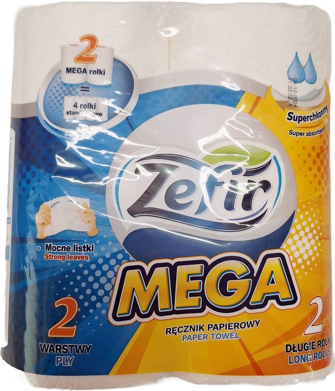 Zefir MEGA – kuchyňské utěrky z celulózy | 2 vrstvy, 2 role, délka role 40m